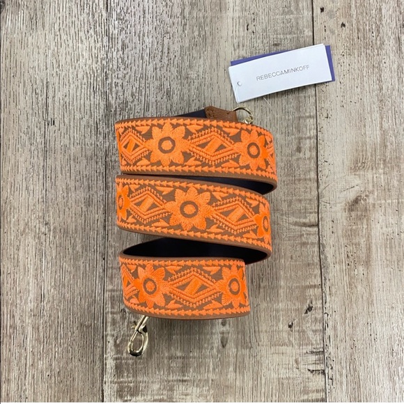 Rebecca Minkoff Guitar Purse Strap in Embroidered Orange - Picture 2 of 3